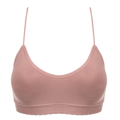 Bustieră Femei, Seamless, Bretele Subțiri, Bureți Detașabili, Roz Nude, One Size foto