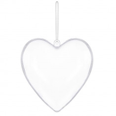 Decoratiune tip inima, acrilica, 12 cm, transparent