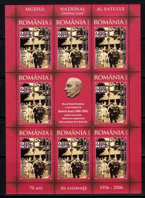 ✅RO 2006 LP1721a &amp;quot;Muzeul Satului Dimitrie Gusti/Regele Carol II&amp;quot;,mcoala 8M+1V MNH foto