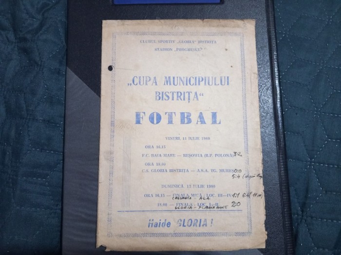 Program Cupa Mun. Bistrita (Gloria B-ta, FC baia mare, ASA Tg. M si Resowia)