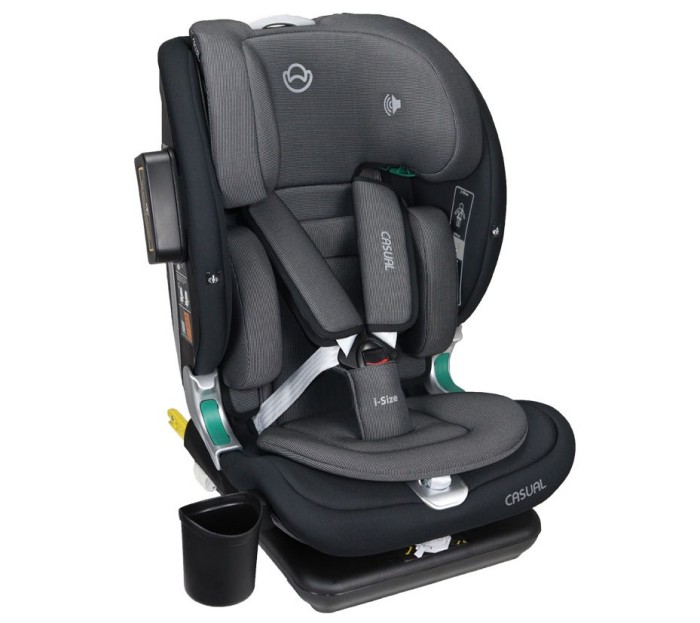 Scaun auto pentru copii, Casual Goldfix Plus, i-Size, 76 - 150 cm, 9 - 36 kg, Negru, difuzor Bluetooth