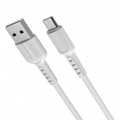 Cablu Date si Incarcare USB la MicroUSB Borofone BX16, 1 m, 2.4A, Alb