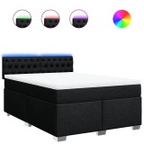 Cumpara ieftin Pat box spring cu saltea, negru, 140x200 cm, textil