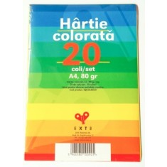 Set Hartie colorata A4, 10 culori, 80 gr, 20 coli/ Exte
