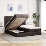 vidaXL Cadru de pat otoman cu saltele, țesătură maro &icirc;nchis 160x200 cm 3314579