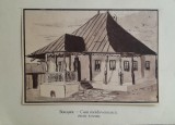 Litografie interbelică 2 lipită pe carton / M. Olinescu / BOTOSANI Casa Moldoven