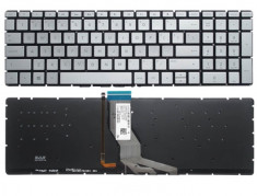 Tastatura laptop HP Pavilion 15-bs018nq argintie fara rama US cu iluminare foto