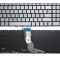 Tastatura laptop HP Pavilion 15-bs007nq argintie fara rama US cu iluminare