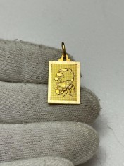 PANDANTIV AUR 18K - Placuta Zodia SCORPION - Italia - 5g. - Vintage !