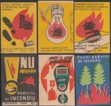 1971-1981 Romania - Set 6 etichete de chibrituri romanesti Pericol de incendii
