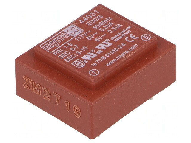 Transformator &icirc;ncapsulat 0,6VA 117VAC 6V 50mA PCB