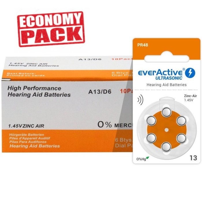 Baterii EverActive 13 Pentru Aparate Auditive Economy Pack 60 Baterii Baterii EverActive 13 Pentru Aparate Auditive Economy Pack 60 Baterii