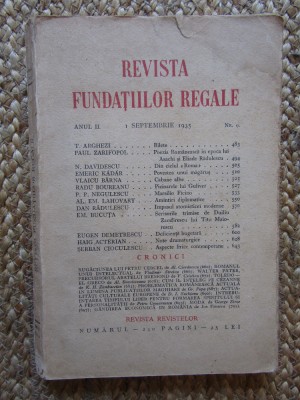Revista Fundatiilor Regale - Anul II 1 SEPTEMBRIE 1935 Nr. 9 foto