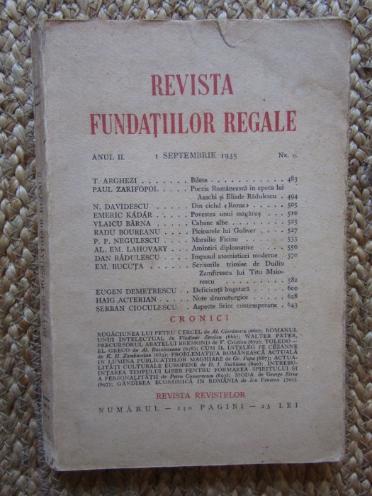 Revista Fundatiilor Regale - Anul II 1 SEPTEMBRIE 1935 Nr. 9