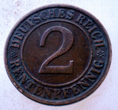 7.708 GERMANIA WEIMAR 2 RENTENPFENNIG 1924 G foto