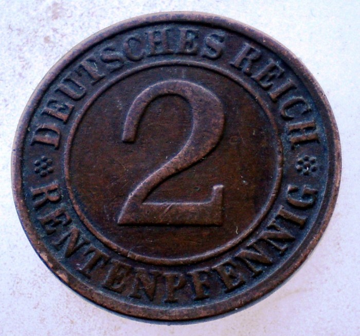 7.708 GERMANIA WEIMAR 2 RENTENPFENNIG 1924 G