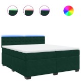 Cumpara ieftin Pat box spring cu saltea, verde inchis, 200x200 cm, catifea