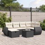 Cumpara ieftin Set canapele de grădină cu perne, 7 piese, negru, poliratan