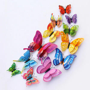 Set 12 fluturi decorativi de pus pe perete 3D cu magnet ieftini decoratiuni  | Okazii.ro