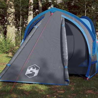 Cort de camping cupolă pentru 2 persoane, albastru, impermeabil foto