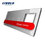 Cumpara ieftin Panou Livolo din sticla gri pentru 3 intrerupatoare si 1 priza