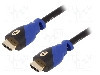 Cablu HDMI - HDMI, din ambele par&amp;#355;i, HDMI mufa, 1m, negru-albastru, Goobay - 72316