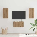 vidaXL Set comodă TV cu raft Pe perete 3 pcs stejar artizanal 60 x 30 x 30 cm