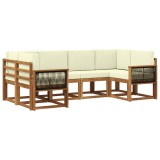 vidaXL Set de canapele de exterior cu pernă 6 pcs Natural și Crem 3385491