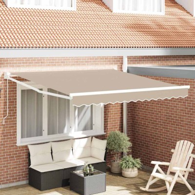 vidaXL Umbra manuală retractabilă , bej, 350 x 250 cm foto