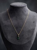 Cumpara ieftin Colier din Argint 925 Placat cu Aur Galben cu Pandantiv Picatura Verde Smarald, 40+5 cm