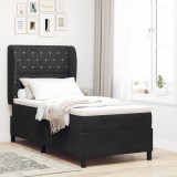 Cumpara ieftin Pat cu arcuri cu saltea cu headboard Negru 200 x 100 cm Catifea