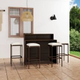 Cumpara ieftin Set mobilier bar de grădină cu perne, 5 piese, maro