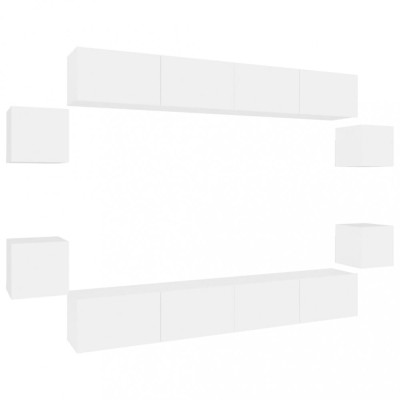 Set dulap TV, 8 piese, alb, lemn prelucrat foto