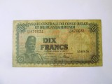Rară! Belgian Congo 10 Francs 1956(an rar),bancnota din imagini la cel mai mic preț