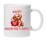 Cana alba personalizata &quot;Puppy happy Valentine&#039;s Day&quot;, INOVATIX&reg;. 330ml