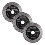 Disc diamantat turbo subtire, dublu segmentate, placi ceramice, taiere umeda si uscata, set 3 buc, 125x22.23x1.3 mm, Richmann Ex