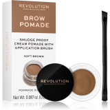 Makeup Revolution Brow Pomade pomadă pentru spr&acirc;ncene culoare Soft Brown 2.5 g