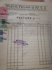 Factura Martin Fromm si fii Brasov 1941 Comanita Gh Cernatu timbre rege foto