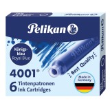 Set 6 patroane mini cu cerneala, Herlitz, 4001 TP6, Cerneala Albastru Royal, Pelikan