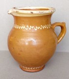 Ulcea de lut ars cu model, ceramica traditionala romaneasca veche