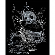 Set gravura pe folie argintie - Panda foto
