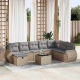 vidaXL Set canapele de grădină, 9 piese, cu perne, bej, poliratan 3325645