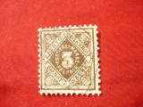 Timbru Germania Wurtemberg 1896 ,Cifra 3 pf in romb stampilat