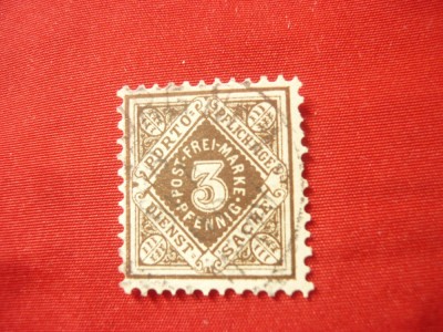 Timbru Germania Wurtemberg 1896 ,Cifra 3 pf in romb stampilat foto