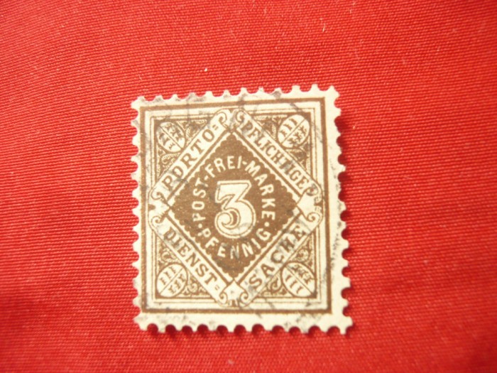 Timbru Germania Wurtemberg 1896 ,Cifra 3 pf in romb stampilat