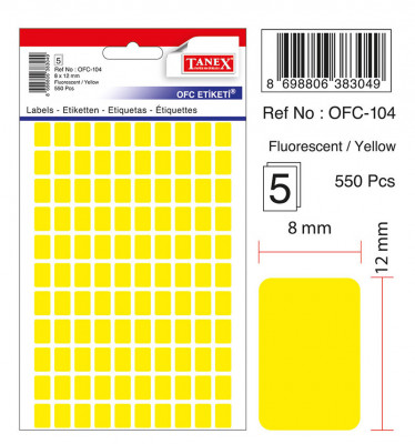 Etichete Autoadezive Color, 8 X 12 Mm, 550 Buc/set, Tanex - Galben Fluorescent foto