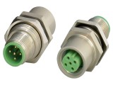Conector M12 soclu 5 pini 60V pentru montare pe panou - aurit