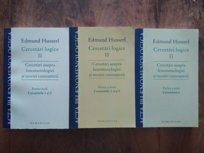 Husserl- Cercetari logice II, 3 volume foto