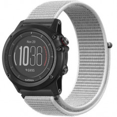 Curea ceas Smartwatch Garmin Fenix 7 / 6 / 5 Plus / 5, 22 mm iUni Soft Nylon Sport, White Gray foto