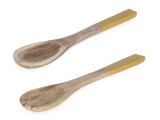 Cumpara ieftin Set 2 linguri servire salata lemn mango maro email portocaliu 6,5x1x28h